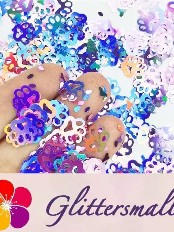Cat PAWS Shaped Laser Holographic Light Purple Glitter LB0802