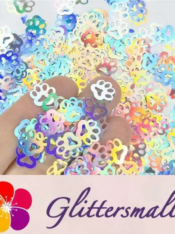 IMG_20190930_140635_mh1569994641440_34fb38ce-ce99-4459-b508-a7d7ecbf410a.webp Cat PAWS Shaped Laser Holographic Silver Glitter LB0100