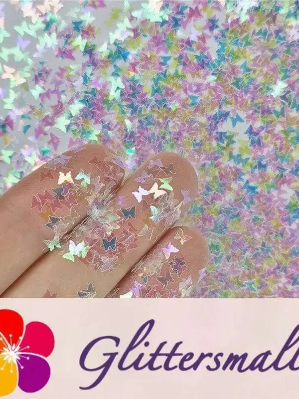 3mm Butterfly Shapes Rainbow Glitter C022