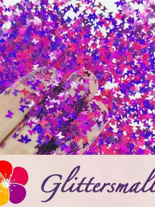 3mm Butterfly Shapes Laser Purple Glitter LB0800