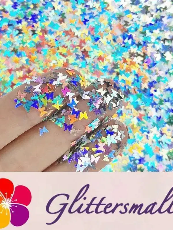 3mm Butterfly Shapes Laser Silver Glitter LB0100