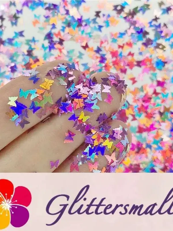 3mm Butterfly Shapes Laser Pink Glitter LB0901