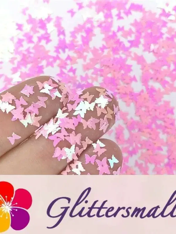 3mm Butterfly Shapes Rose Pink Glitter C018R