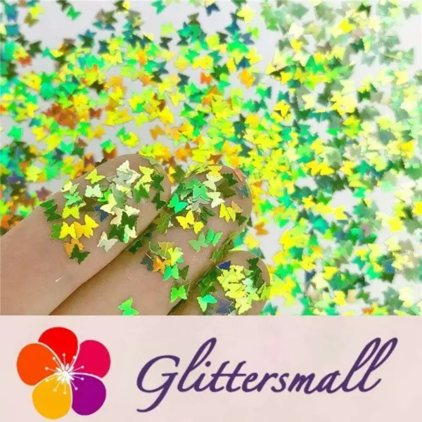 3mm Butterfly Shapes Laser Green Glitter LB0601