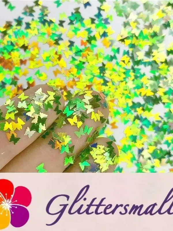 3mm Butterfly Shapes Laser Green Glitter LB0601