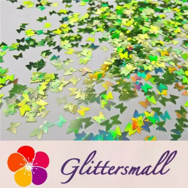 3mm Butterfly Shapes Laser Green Glitter LB0601