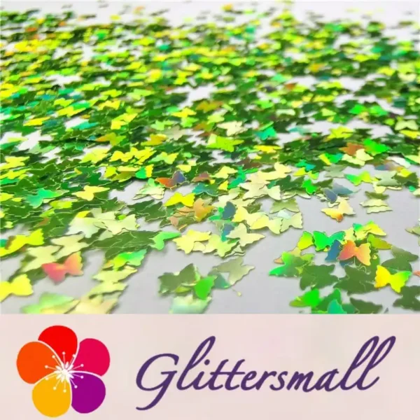 3mm Butterfly Shapes Laser Green Glitter LB0601