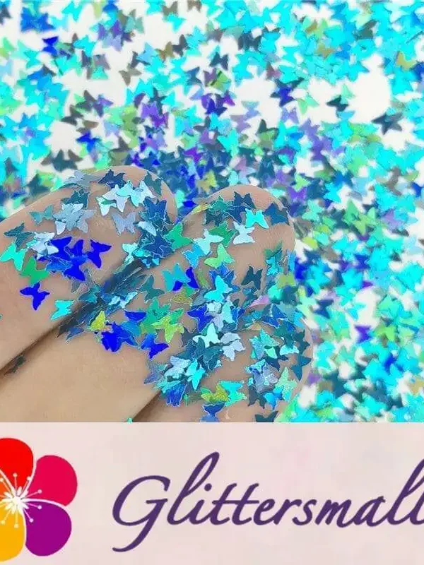 3mm Butterfly Shapes Laser Sky Blue Glitter LB0700