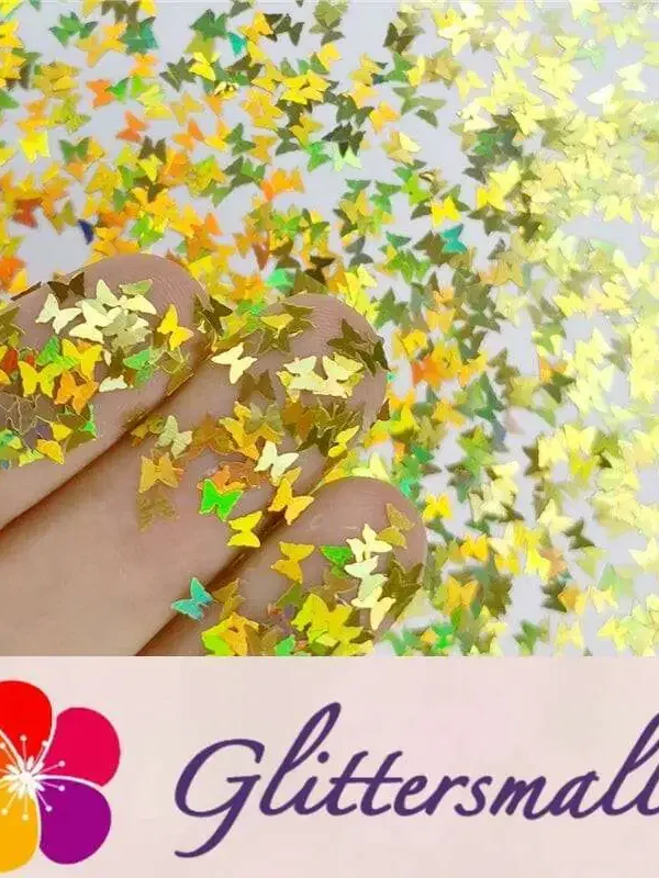 3mm Butterfly Shapes Laser Gold Glitte LB0210