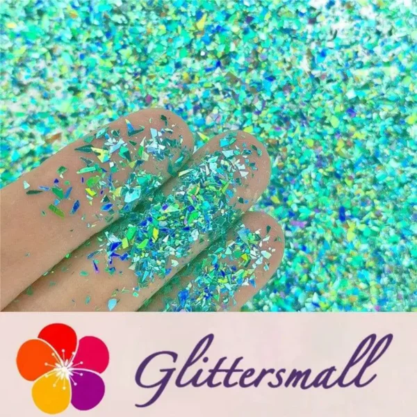 IMG_20191016_203351.webp Holographic Teal Green Opa Cellophane Holo Shards Confetti Glitter Sprinkle Toppings LB0702 2x2