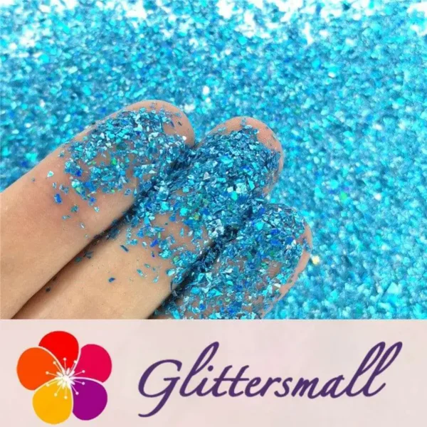 Holographic Sky Blue Opa Cellophane Holo Shards Confetti Glitter Sprinkle Toppings LB0700 2x2