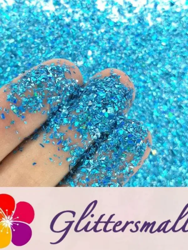 Holographic Sky Blue Opa Cellophane Holo Shards Confetti Glitter Sprinkle Toppings LB0700 2x2