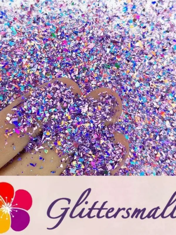 Holographic Light Purple Opa Cellophane Holo Shards Confetti Glitter Sprinkle Toppings LB0802 2x2