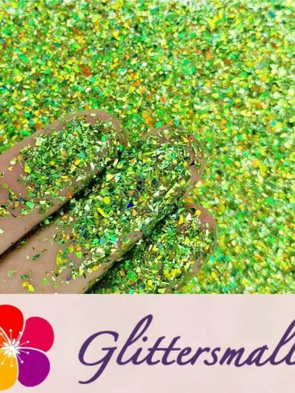 Holographic Green Opa Cellophane Holo Shards Confetti Glitter Sprinkle Toppings LB0601 2x2