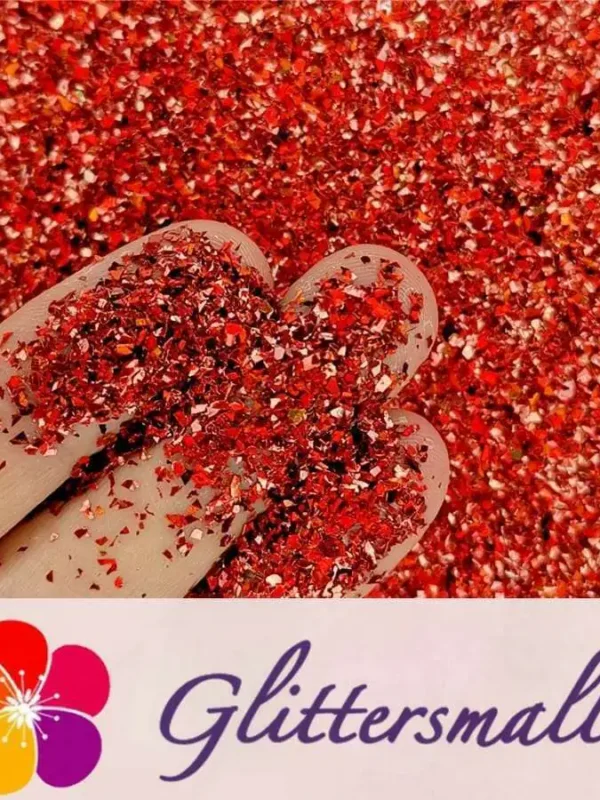 Holographic Red Opa Cellophane Holo Shards Confetti Glitter Sprinkle Toppings LB0300 2x2