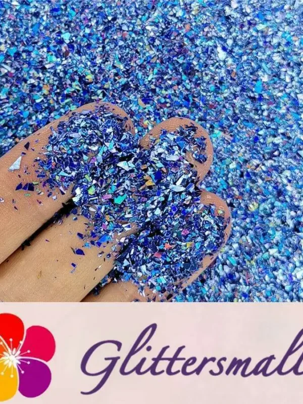 Holographic Sea Blue Opa Cellophane Holo Shards Confetti Glitter Sprinkle Toppings LB0709 2x2