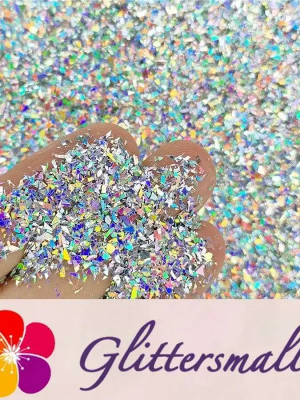 Holographic Silver Opa Cellophane Holo Shards Confetti Glitter Sprinkle Toppings LB0100 2x2
