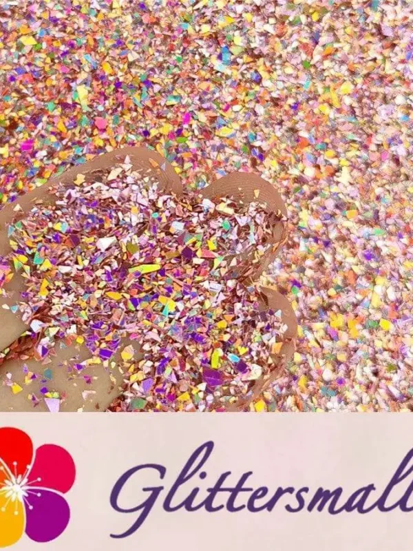Holographic Hazy Pink Opa Cellophane Holo Shards Confetti Glitter Sprinkle Toppings LB0911 2x2