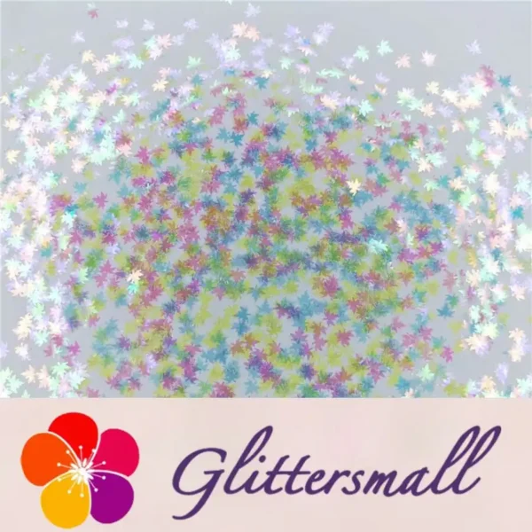 IMG_20191020_125249_78f9e62f-5837-413b-aecf-cdcf30a3107f.webp 6mm Maple Leaf Leaves Shaped Rainbow Iridescent Glitter C022