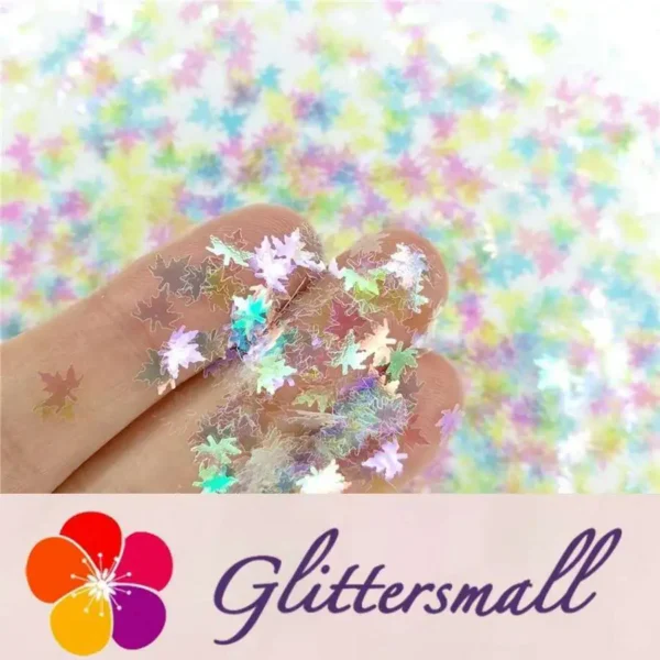 IMG_20191020_125456_1a4a2ce3-5594-4365-8e1a-d5f4efcb7e7c.webp 6mm Maple Leaf Leaves Shaped Rainbow Iridescent Glitter C022