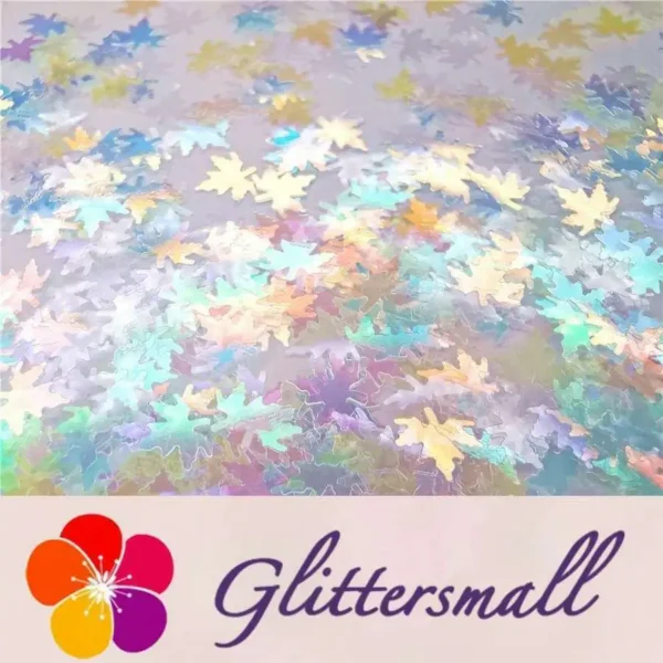 IMG_20191020_125656_4037f6ce-b401-47d1-8961-4c4033ff7c80.webp 6mm Maple Leaf Leaves Shaped Rainbow Iridescent Glitter C022