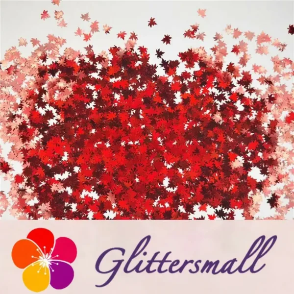 IMG_20191020_130415_0e5f2bdf-6964-41b1-8f14-e1292cb0eca9.webp 6mm Holographic Red Maple Leaf Leaves Shaped Glitter LB0300