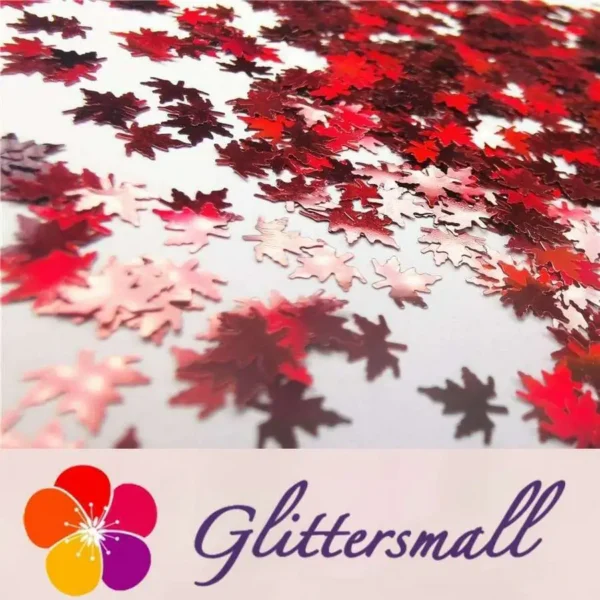 IMG_20191020_130439_5d76e011-7f48-4417-97e1-5b6b7cec3c42.webp 6mm Holographic Red Maple Leaf Leaves Shaped Glitter LB0300
