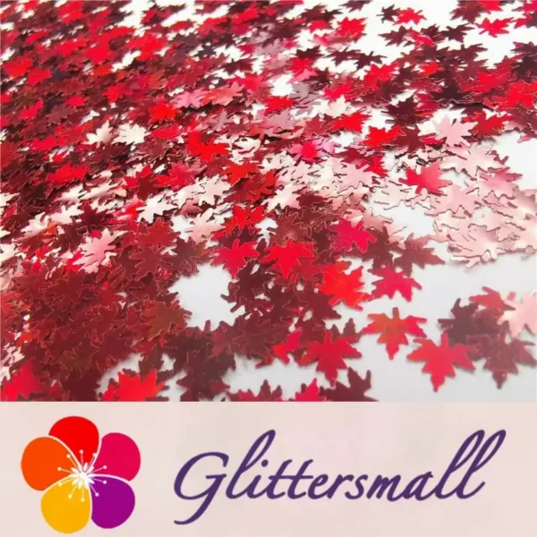 IMG_20191020_130503_81f5dd17-4b65-448e-9d7c-55c116eae08b.webp 6mm Holographic Red Maple Leaf Leaves Shaped Glitter LB0300