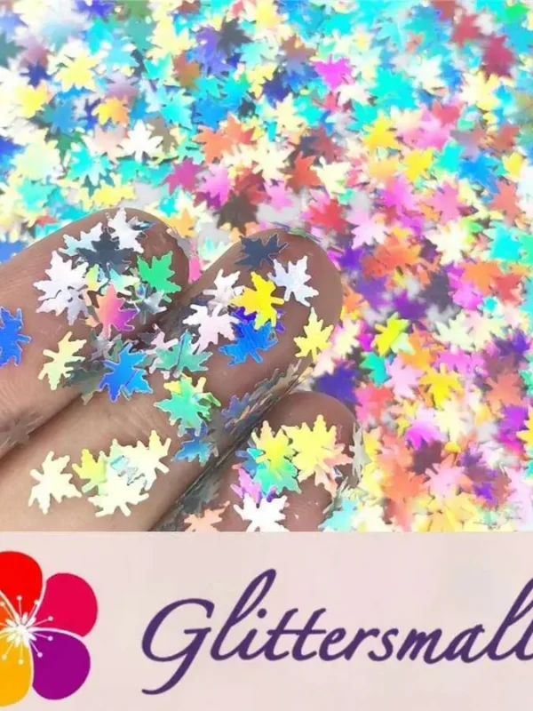6mm Holographic Silver Maple Leaf Leaves Shaped Glitter LB0100