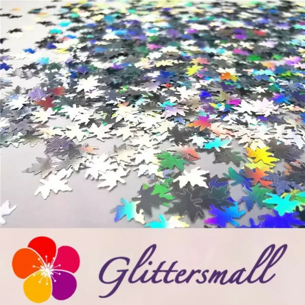 IMG_20191020_131124_40240d27-9447-43d0-858a-fcfa689dd93f.webp 6mm Holographic Silver Maple Leaf Leaves Shaped Glitter LB0100