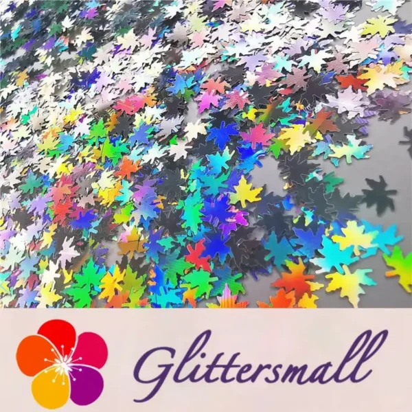 IMG_20191020_131144_05e3a6da-874d-402a-9b85-8fbfd98752cc.webp 6mm Holographic Silver Maple Leaf Leaves Shaped Glitter LB0100
