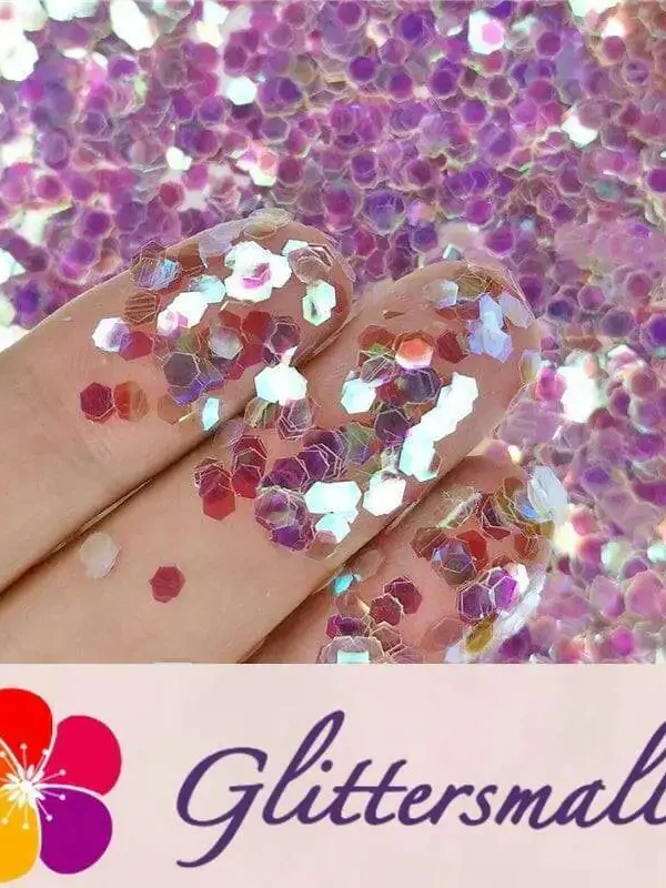 2.5mm Hexagon Shaped Dream Pink Iridescent Glitter FE-F322R