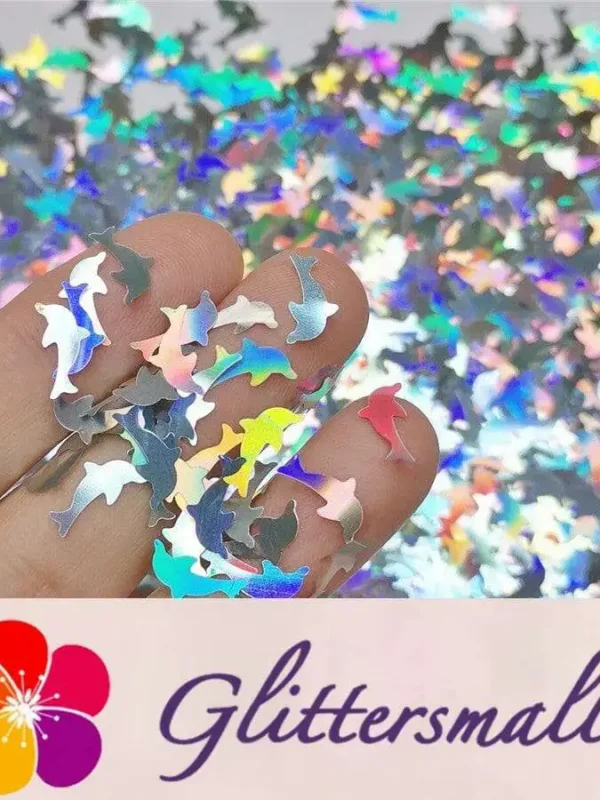 Holographic Silver Dolphin Shaped Glitter LB100