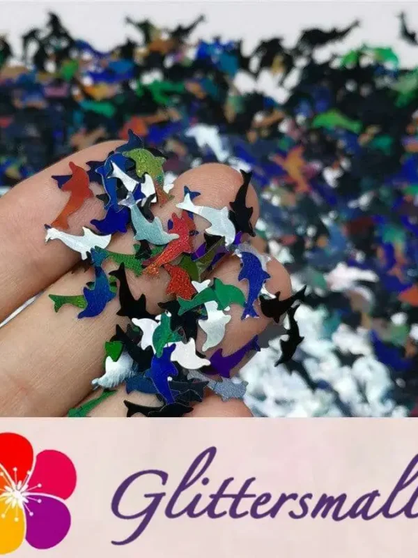 Holographic Black Dolphin Shaped Glitter LB01000