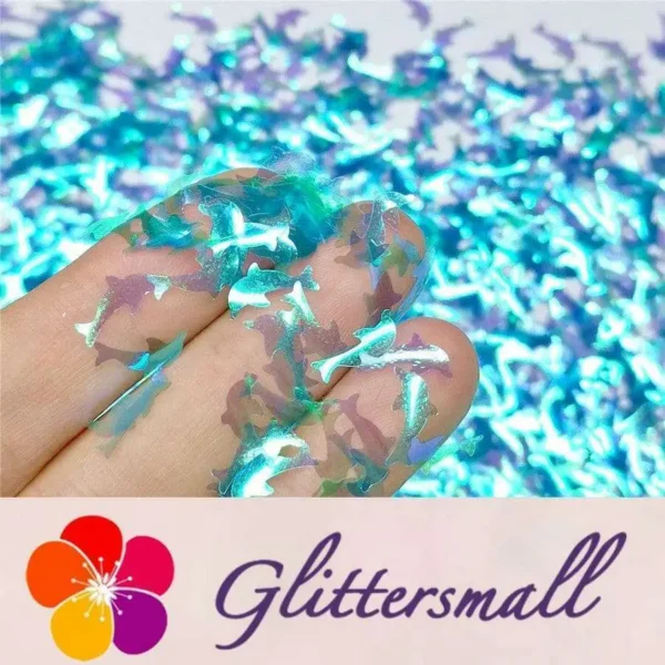 IMG_20191031_161856.webp Dolphin Shaped Dream Sky Blue Iridescent Glitter C007