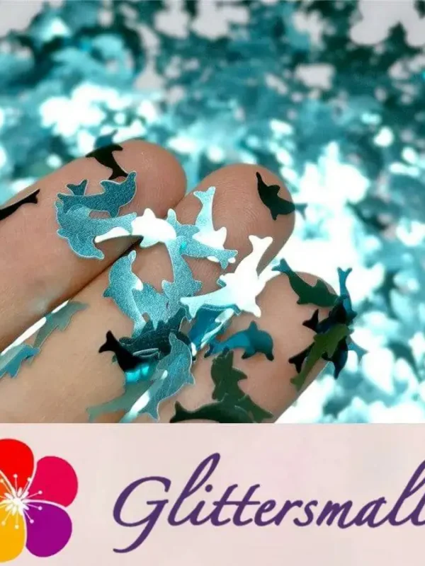 Sky Blue Dolphin Shaped Glitter B0711