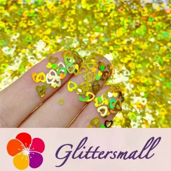 IMG_20191102_151312_1a557417-64f3-4950-8d41-5d8e609fb66a.webp 4mm Holographic Gold Hollow Out Heart Shaped Glitter LB0210