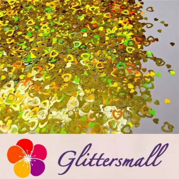 IMG_20191102_151405_0b8cd7cb-6274-4fcb-80f2-0f8e9e9876fc.webp 4mm Holographic Gold Hollow Out Heart Shaped Glitter LB0210