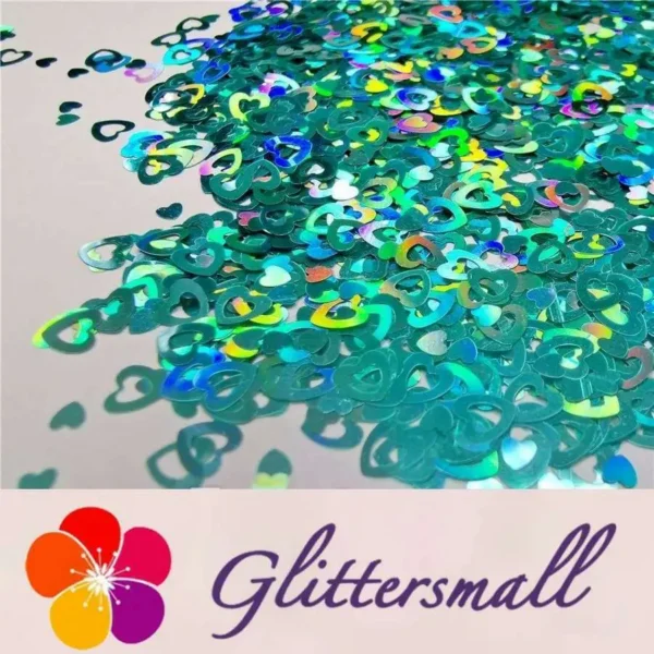 IMG_20191102_151919_371f2eb1-7290-4c3f-b451-cb2fa8481d2c.webp 4mm Holographic Teal Green Hollow Out Heart Shaped Glitter LB0702