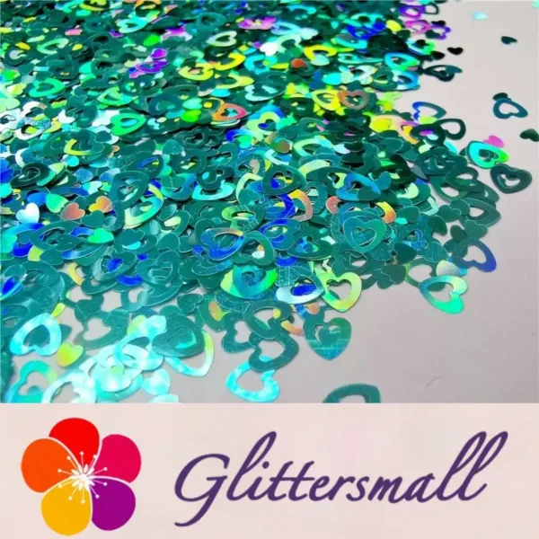 IMG_20191102_151926_8570e4c0-e1c3-49d4-afc0-fd23a20f5d5b.webp 4mm Holographic Teal Green Hollow Out Heart Shaped Glitter LB0702