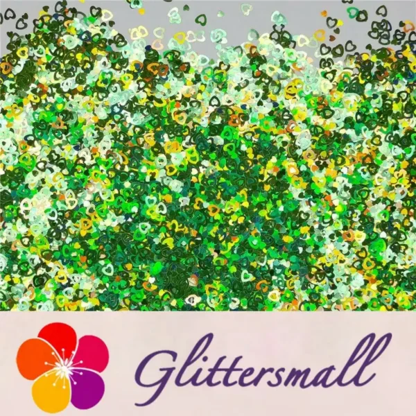 IMG_20191102_153300_0baa161b-a0c7-4cad-98ba-36f685b00ce9.webp 4mm Holographic Green Hollow Out Heart Shaped Glitter LB0601