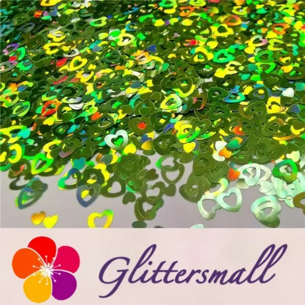 IMG_20191102_153423_4e94c905-0489-49a4-b493-1c1ad8a5f24e.webp 4mm Holographic Green Hollow Out Heart Shaped Glitter LB0601