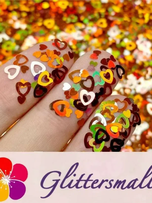 4mm Holographic Bronze Hollow Out Heart Shaped Glitter LB0402