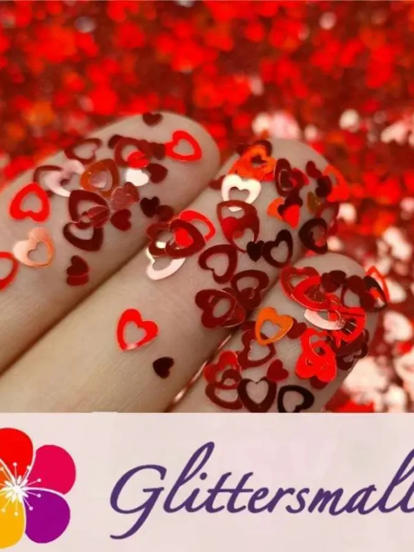 4mm Holographic Red Hollow Out Heart Shaped Glitter LB0300