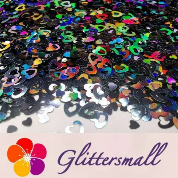 IMG_20191102_160232_43db7fa8-bf66-4cd6-bcb4-14bac9e1da43.webp 4mm Holographic Black Hollow Out Heart Shaped Glitter LB01000