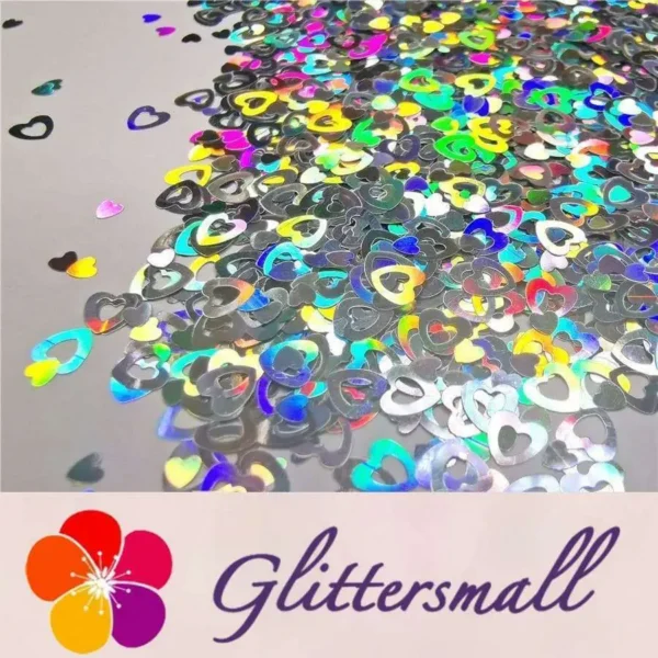 IMG_20191102_160934_04216611-85d7-47f1-8c6c-fc7e26bb8da3.webp 4mm Holographic Silver Hollow Out Heart Shaped Glitter LB0100