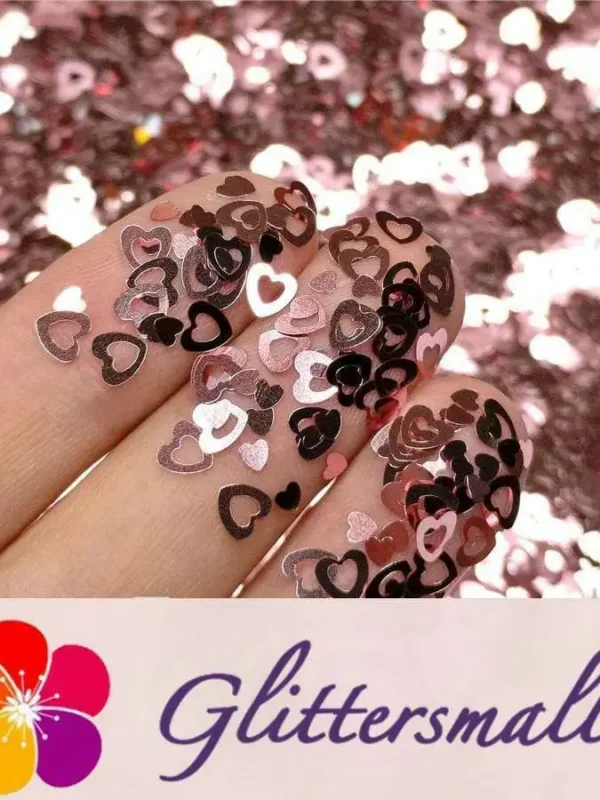4mm Light Pink Hollow Out Heart Shaped Glitter B0920