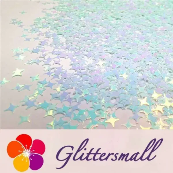 IMG_20191113_135725_90e0f77c-856b-4b84-867b-81f24f3cef84.webp 3/4/5mm Four Pointed Star Shaped Ice Blue Iridescent Glitter C021R