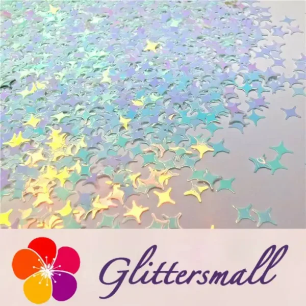 IMG_20191113_135756_5673bd22-c9fa-4f11-850f-d3492078cdf4.webp 3/4/5mm Four Pointed Star Shaped Ice Blue Iridescent Glitter C021R