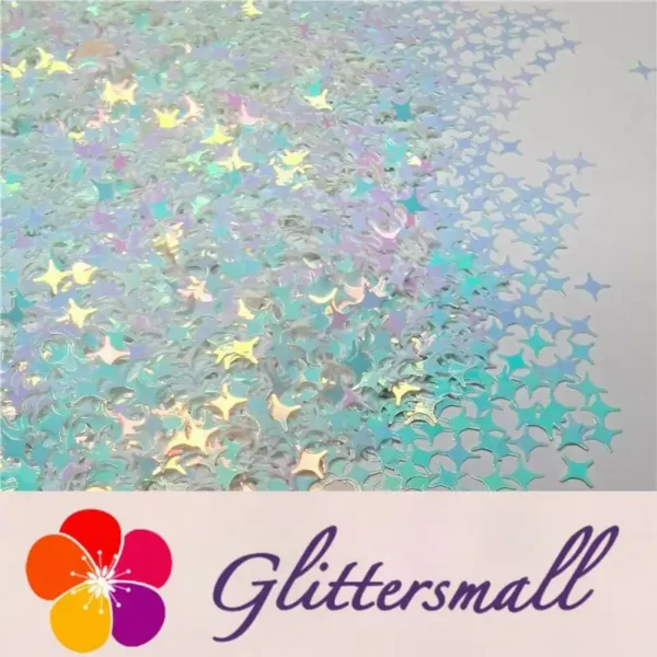 IMG_20191113_135844_e4092a7b-3f41-4362-ad62-a81d43b1572a.webp 3/4/5mm Four Pointed Star Shaped Ice Blue Iridescent Glitter C021R